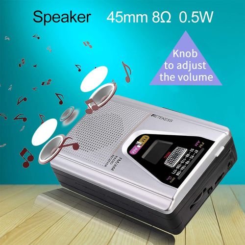  [아마존베스트]Retekess TR620 Cassette Player, Walkman Tape Player, AM FM Cassette Player with Auto Reverse, Support Recording, Fast Forward and Rewind(Silver)