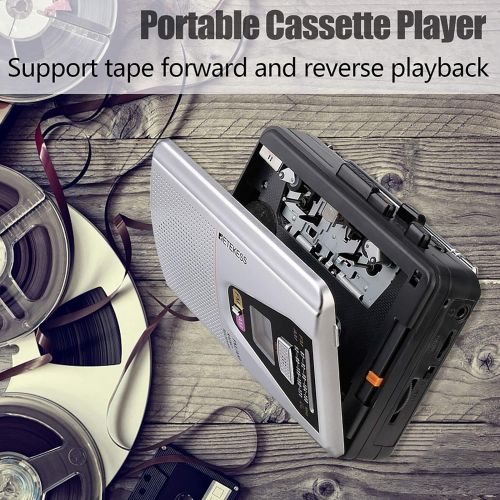  [아마존베스트]Retekess TR620 Cassette Player, Walkman Tape Player, AM FM Cassette Player with Auto Reverse, Support Recording, Fast Forward and Rewind(Silver)