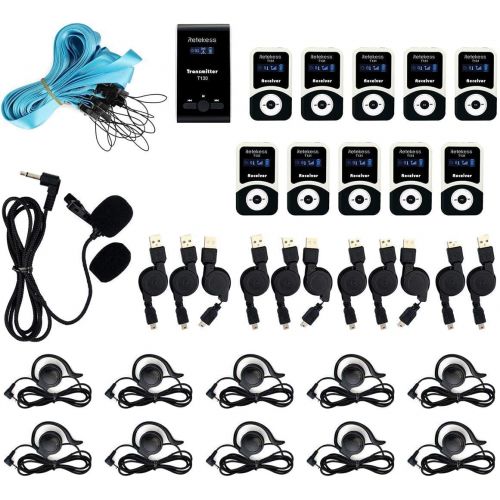  [아마존베스트]Case of 1 Transmitter 10 Receivers,Retekess T130,Church Translation Equipment,Wireless Tour Guide System,PLL Multichannel Audio Assistive Listening System for Factory Tour,Training