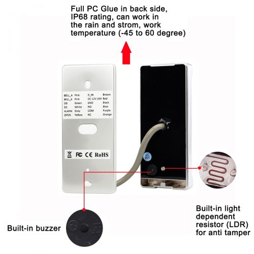  Retekess H1EM-W Access Control Keypad Stand Alone Access Keypad Access Control Reader and Keypad Waterproof Metal Case RFID Keypad Single Door with 2000 Users for Outdoor and Indoo