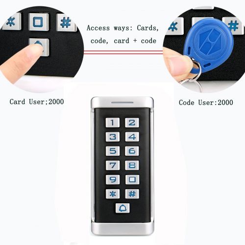  Retekess H1EM-W Access Control Keypad Stand Alone Access Keypad Access Control Reader and Keypad Waterproof Metal Case RFID Keypad Single Door with 2000 Users for Outdoor and Indoo