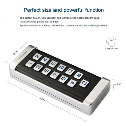  Retekess H1EM-W Access Control Keypad Stand Alone Access Keypad Access Control Reader and Keypad Waterproof Metal Case RFID Keypad Single Door with 2000 Users for Outdoor and Indoo