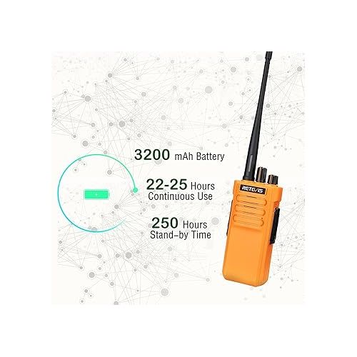  Retevis RT29 2 Way Radios Walkie Talkies Adults Long Range, Heavy Duty Two Way Radios Rechargeable 3200mAh Battery VOX Alarm with IP67 Waterproof Speak Mic, for Construction Site Warehouse(4 Pack)
