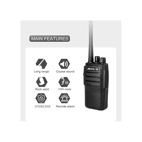  Retevis RT21 2 Way Radio Long Range, Walkie Talkies for Adults, Heavy Duty Rechargeable Two Way Radios with Six-Way Charger, for Manufacturing Education(6 Pack)