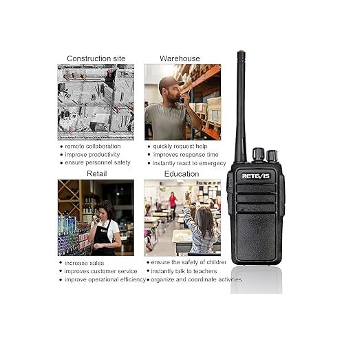  Retevis RT21 2 Way Radio Long Range, Walkie Talkies for Adults, Heavy Duty Rechargeable Two Way Radios with Six-Way Charger, for Manufacturing Education(6 Pack)