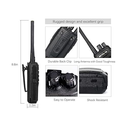  Retevis RT21 2 Way Radio Long Range, Walkie Talkies for Adults, Heavy Duty Rechargeable Two Way Radios with Six-Way Charger, for Manufacturing Education(6 Pack)