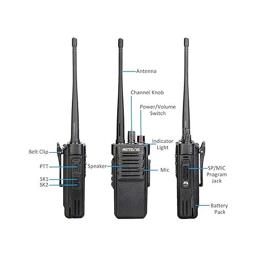  Retevis RT29 Walkie Talkies for Adults Long Range (6 pack) with Waterproof 2 way radio speaker microphone IP67(6 pack),3200mAh Rechargeable,Emergency Alarm Two Way Radios with Charging Station(1 pack)