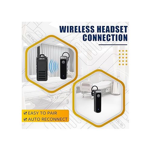  Retevis RB39P Bluetooth Two Way Radio, Wireless Walkie Talkies with Earpiece, Ultra-Slim, License-Free, Hands Free for Restaurant Retail Healthcare(10 Pack)