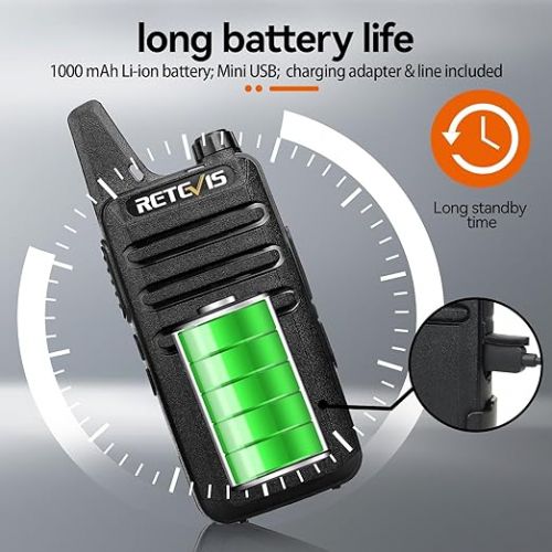  Retevis RT22 Two Way Radio Long Range Rechargeable,Portable 2 Way Radio,Handsfree Walkie Talkie for Adults Cruise Hiking Hunting Skiing(4 Pack)