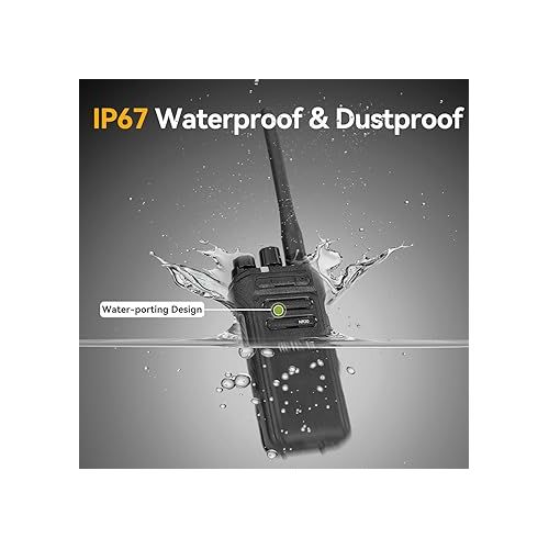  Retevis NR30 Two Way Radios Long Range, IP67 Waterproof Walkie Talkies Adults, Noise Cancelling, 700,000 sq. ft/50 Floor Range 2 Way Radio Set (6Pack)