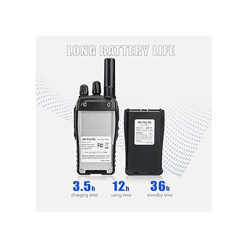  Retevis H-777 2 Way Radios, Walkie Talkies for Adults, Rechargeable Long Range Two Way Radio, Shock Resistant, Short Antenna for Business Education(10 Pack)