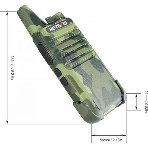  Retevis RT22 Walkie Talkies Rechargeable, Voice Activated, Emergency Alarm, Outdoor Cruise Ship Hunting Skiing Handheld Two Way Radio Walkie-Talkies (4 Pack,Camouflage)