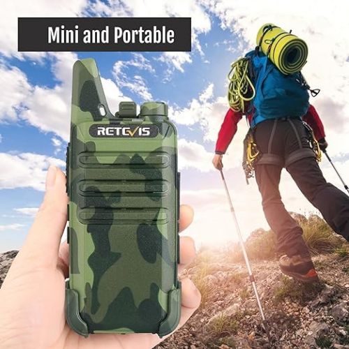  Retevis RT22 Walkie Talkies Rechargeable, Voice Activated, Emergency Alarm, Outdoor Cruise Ship Hunting Skiing Handheld Two Way Radio Walkie-Talkies (4 Pack,Camouflage)