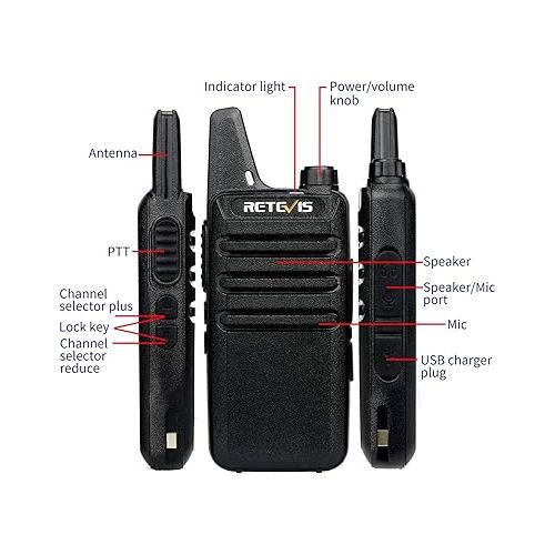  Retevis RT22 2 Way Radios Walkie Talkies,Rechargeable Long Range Two Way Radio,16 CH VOX Small Emergency 2 Pin Earpiece Headset,for School Retail Church Restaurant (Packed in Pairs with 5 Boxes)
