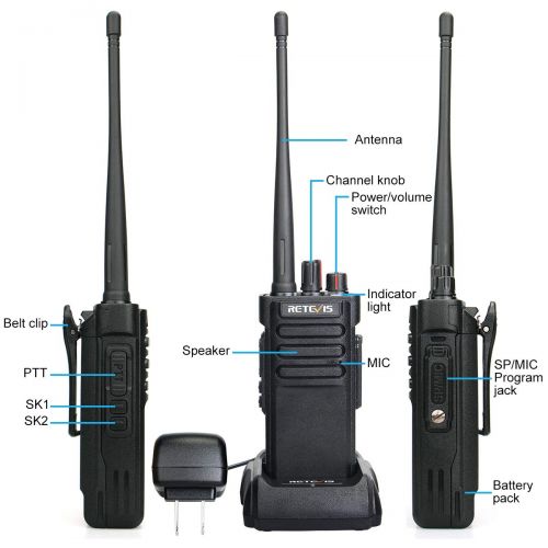  Retevis RT29 Two-Way Radios Long Range Rechargeable 3200mAh 5 Miles UP Waterproof UHF Heavy Duty High Power Walkie Talkies Long Distance(5 Pack)