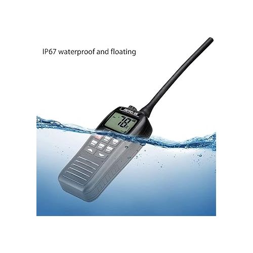  Retevis RA26 Handheld Marine Radio,Radio Marine Floating IP67 Submersible Waterproof,1500mAh,USB Charging,NOAA Weather,Backlit LCD Display,Portable Two-Way Boat Marine Radio for Kayaking Jet Ski