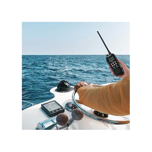  Retevis RA26 Handheld Marine Radio,Radio Marine Floating IP67 Submersible Waterproof,1500mAh,USB Charging,NOAA Weather,Backlit LCD Display,Portable Two-Way Boat Marine Radio for Kayaking Jet Ski