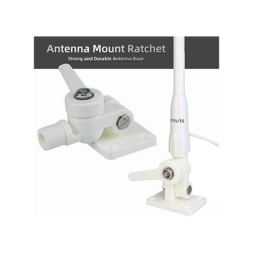  Retevis MA06 VHF Marine Antenna, 3.5DBI 43.3Inch Fiberglass Waterproof Boat Antenna, 23 Ft/7 m RG-58 Coaxial Cable with PL-259 Connector Ratchet Mount, for Retevis RA27 RM20 VHF Marine Radio(1 Pack)