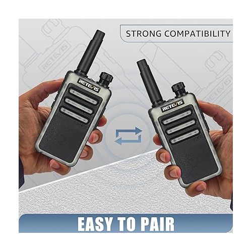  Retevis RB66 Fast Charging Walkie Talkies for Adults,Portable FRS Two-Way Radios with Earpiece,USB-C Charging Base,2 Way Radio Long Range for Business Commercial Warehouse Security School(20 Pack)