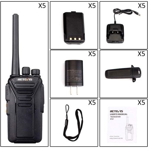  [아마존 핫딜]  [아마존핫딜]Retevis RT27 Walkie Talkies Rechargeable Long Range FRS Two Way Radio 22CH Encryption VOX 2 Way Radio (Black,5 pack)