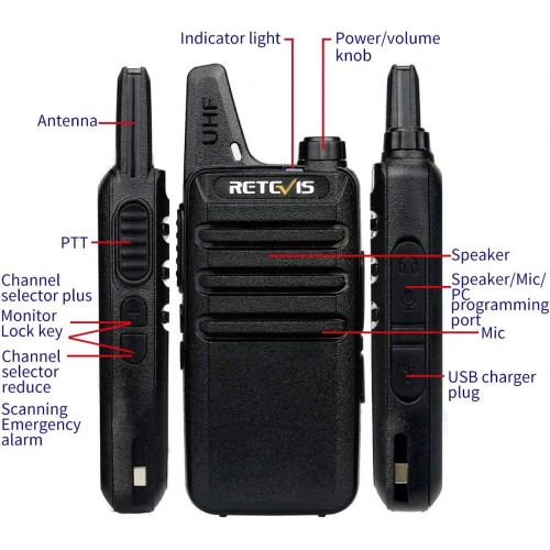  [아마존핫딜][아마존 핫딜] Retevis RT22 Two Way Radio Rechargeable Walkie Talkies 16 CH VOX FRS Radio Small with Emergency Alarm Chanel Lock(4 Pack)