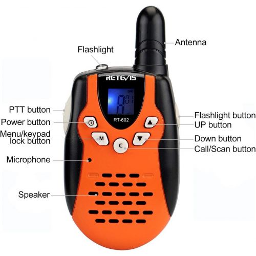  [아마존핫딜][아마존 핫딜] Retevis RT-602 Kids Walkie Talkies Rechargeable 22 Channel FRS VOX 2 Way Radio for Kids (Orange, 1 Pair)