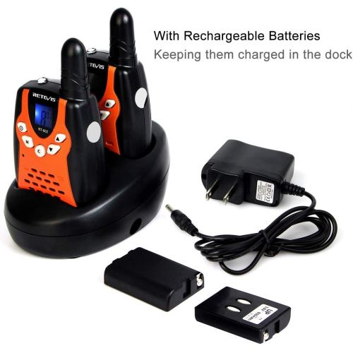  [아마존핫딜][아마존 핫딜] Retevis RT-602 Kids Walkie Talkies Rechargeable 22 Channel FRS VOX 2 Way Radio for Kids (Orange, 1 Pair)