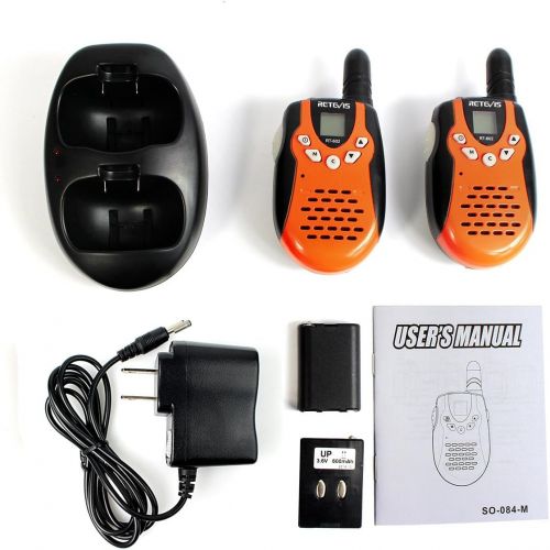  [아마존핫딜][아마존 핫딜] Retevis RT-602 Kids Walkie Talkies Rechargeable 22 Channel FRS VOX 2 Way Radio for Kids (Orange, 1 Pair)