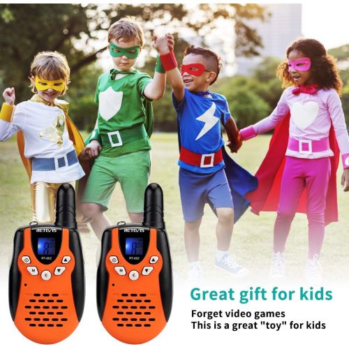  [아마존핫딜][아마존 핫딜] Retevis RT-602 Kids Walkie Talkies Rechargeable 22 Channel FRS VOX 2 Way Radio for Kids (Orange, 1 Pair)