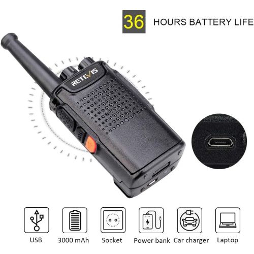  [아마존 핫딜] Retevis RT67 Walkie Talkies for Adults Long Range UHF FRS 16 Channel Palm Size Long Battery Life Two Way Radios (3 Pack,Black)