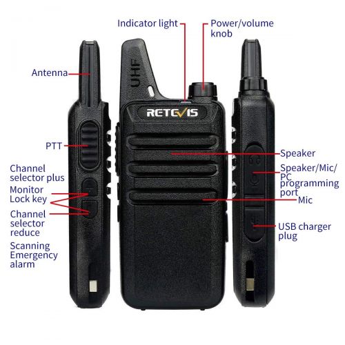  [아마존베스트]Retevis RT22 Walkie Talkies Rechargeable Hands Free UHF Channel Lock 2 Way Radios Long Range Mini Two-Way Radio(6 Pack) with Six Way Multi Gang Charger