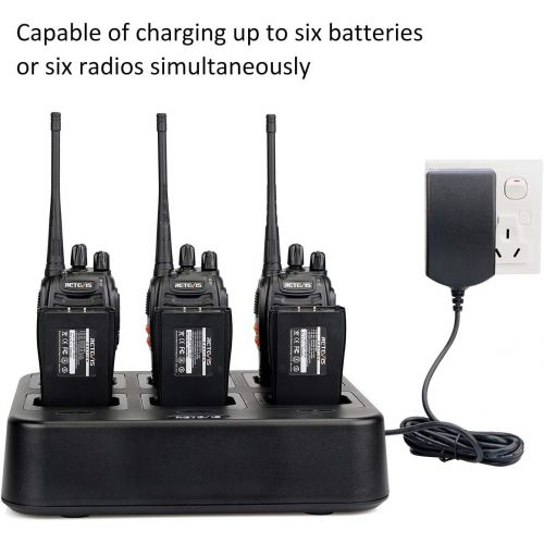  [아마존베스트]Retevis H-777 Walkie Talkies Rechargeable 16 CH UHF Single Band Flashlight 2 Way Radios (6 Pack) with 6-Way Multi Unit Charger