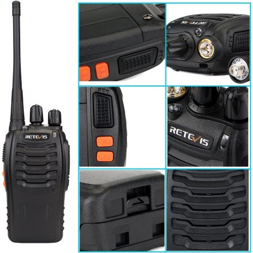  [아마존베스트]Retevis H-777 Walkie Talkies Rechargeable 16 CH UHF Single Band Flashlight 2 Way Radios (6 Pack) with 6-Way Multi Unit Charger