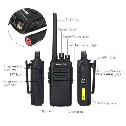  [아마존 핫딜]  [아마존핫딜]Retevis RT81 DMR Funkgerat IP67 Wasserdicht Staubdicht 32 Kanale Analog/Digital Modus Handfunkgerat 2200mAh Two Way Radio Walkie Talkie (1 Paar, Schwarz)