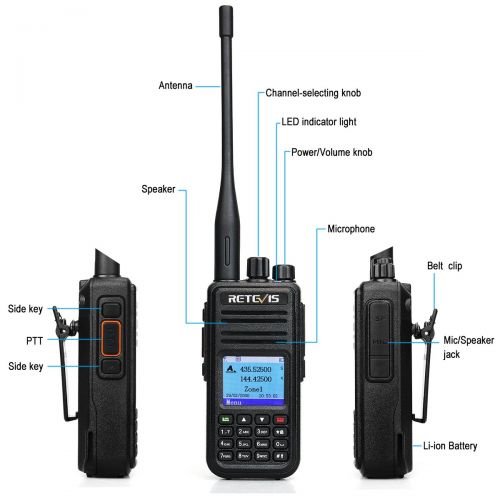  [아마존 핫딜]  [아마존핫딜]Retevis RT3S DMR Funkgerate GPS Dualband Amateurfunk 3000 Kanale DTMF Aufnahmefunktion Doppel Zeitschlitz Digitales/Analoges Handfunkgerat kompatibel mit MOTOTRBO TierⅠ& Ⅱ(1 Stk.,