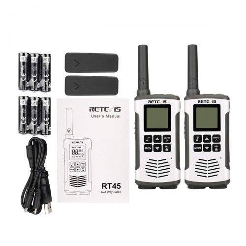  [아마존 핫딜]  [아마존핫딜]Retevis RT45 PMR Funkgerat Lizenzfrei Walkie Talkies Set 16 Kanale VOX Rufton Taschenlampe Wiederaufladbar Walkie Talkie USB Ladekabel(2 Paar)