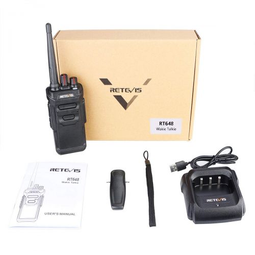  [아마존 핫딜]  [아마존핫딜]Retevis RT648 Funkgerat Wasserdicht IP67 Lizenzfrei 16 Kanale CTCSS&DCS VOX Alarm PMR Funkgerat Set Wiederaufladbar USB Ladeschale Walkie Talkie(1 Paar, Schwarz)