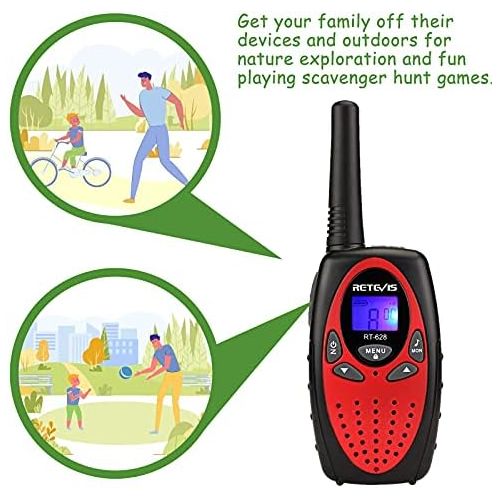  Retevis RT628 Walkie Talkies for KidsToy for 3-14 Years Old Boy and Girls Long Range Kids Walkie Talkies for Birthday Gift (Red, 2 Pack)