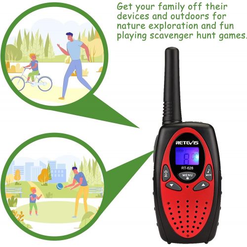  Retevis RT628 Walkie Talkies for KidsToy for 3-14 Years Old Boy and Girls Long Range Kids Walkie Talkies for Birthday Gift (Red, 2 Pack)