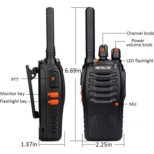  [아마존베스트]Retevis H-777 Two Way Radios Long Range Rechargeable,Hands Free Handheld Flashlight Walkie Talkies, Fast Charging USB Wall Adapter,Charger Base,Battery Included (Black, 10 Pack)