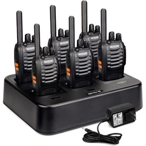  Case of 6,Retevis H-777 Walkie Talkies for Adults Long Range, Rechargeable Two-Way Radios,with 6-Way Multi Unit Charger,Flashlight Handheld Business 2 Way Radios