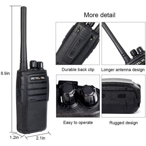  Retevis RT21 2 Way Radio Long Range, Walkie Talkies for Adults, Heavy Duty Rechargeable Two Way Radios with Six-Way Charger, for Manufacturing Education Government(6 Pack)