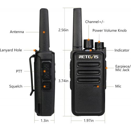  Retevis RT68 Walkie Talkies with Earpiece, Portable FRS Two-Way Radios Rechargeable, with 6 Way Multi Unit Charger, Hands Free, Long Range, Rugged 2 Way Radios 6 Pack for Adults Sc