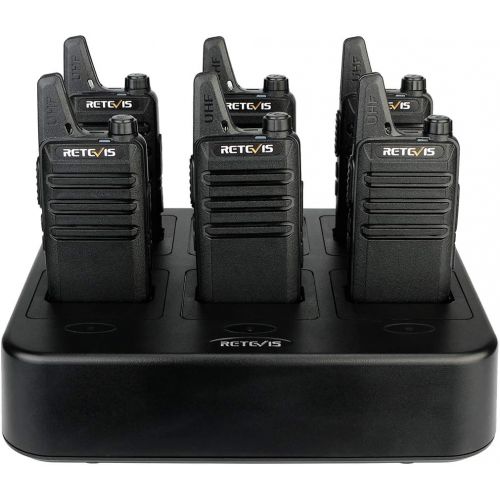  [아마존베스트]Retevis RT22 Walkie Talkies Rechargeable Hands Free Channel Lock 2 Way Radios Two-Way Radio(6 Pack) with 6 Way Multi Gang Charger