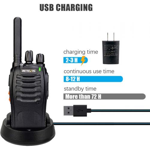  [아마존베스트]Retevis H-777 Walkie Talkies for Adults Emergency Flashlight 16CH Hand Free Rechargeable Two Way Radio with USB Charger (3 Pack)