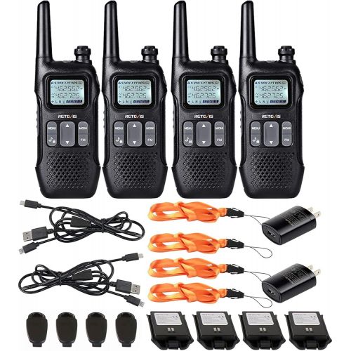  [아마존베스트]Retevis RT16 Walkie Talkies Rechargeable,2 Way Radios for Adults,NOAA Weather Alart Emergency Dual Watch,for Camping Climbing Hiking Car Traveling Outdoor Indoor(4 Pack)