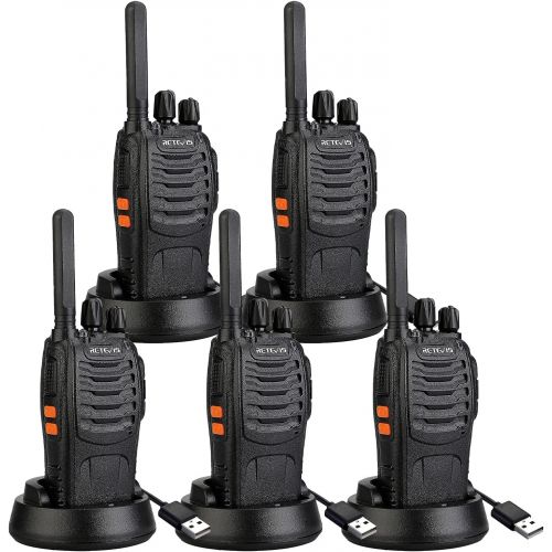  [아마존베스트]Retevis H777 Walkie Talkie Long Range Rechargeable Two Way Radios USB Charging Built-in Flashlight FRS 2 Way Radios (5 Pack)