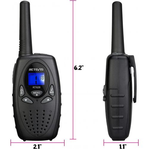  [아마존베스트]Retevis RT628 Walkie Talkie for Kids,Toys for 3-12 Year Old Boys Girls, Portable 2 Way Radios with 22 Channels VOX Backlit Flashlight,for Outdoor Adventure Game(Black,2 Pack)