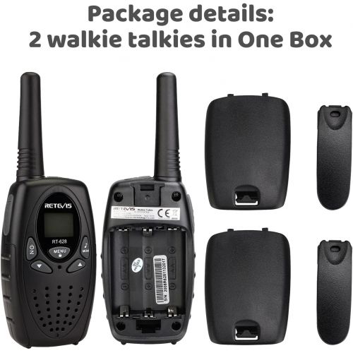  [아마존베스트]Retevis RT628 Walkie Talkie for Kids,Toys for 3-12 Year Old Boys Girls, Portable 2 Way Radios with 22 Channels VOX Backlit Flashlight,for Outdoor Adventure Game(Black,2 Pack)