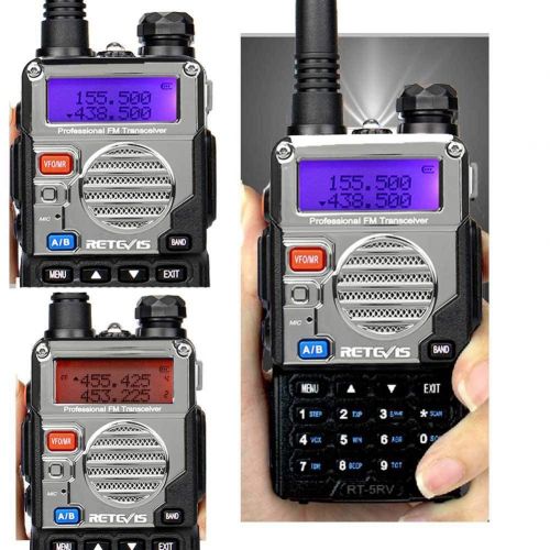  Retevis RT-5RV 2 Way Radio 5W 128CH VHFUHF Two Way Radio VOX DTMFCTCSSDCS FM Long Range WalkieTalkies with Speaker Mic (6 Pack)